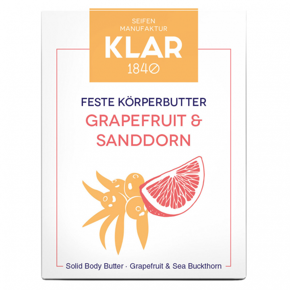 KLAR Burro solido per il corpo Pompelmo e olivello spinoso 60 g - 1