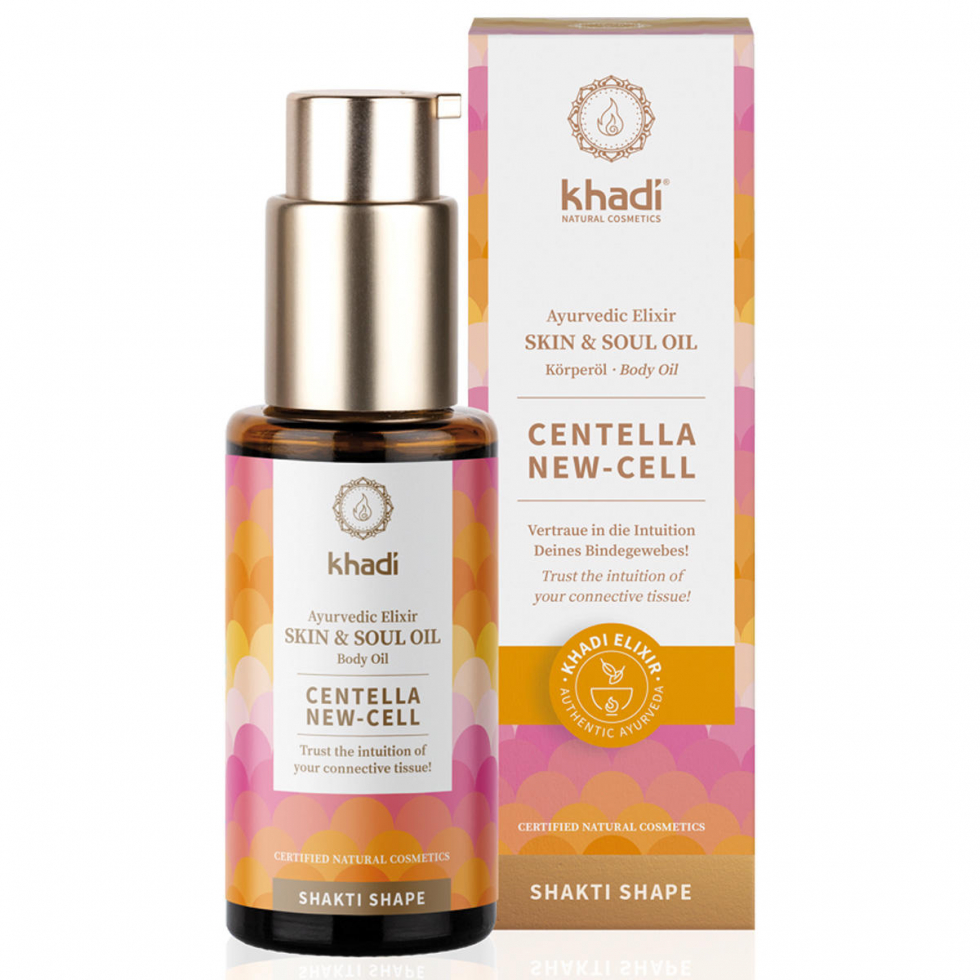 khadi Shakti Shape Elisir ayurvedico per la pelle e l'anima Olio per il corpo Centella New-Cell 50 ml - 1
