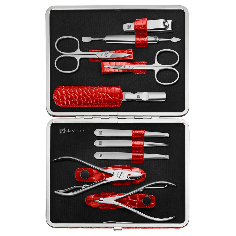 Set Manucure Rouge La Chaise Longue - Nécessaire Complet En Acier Pour Soins Des Ongles