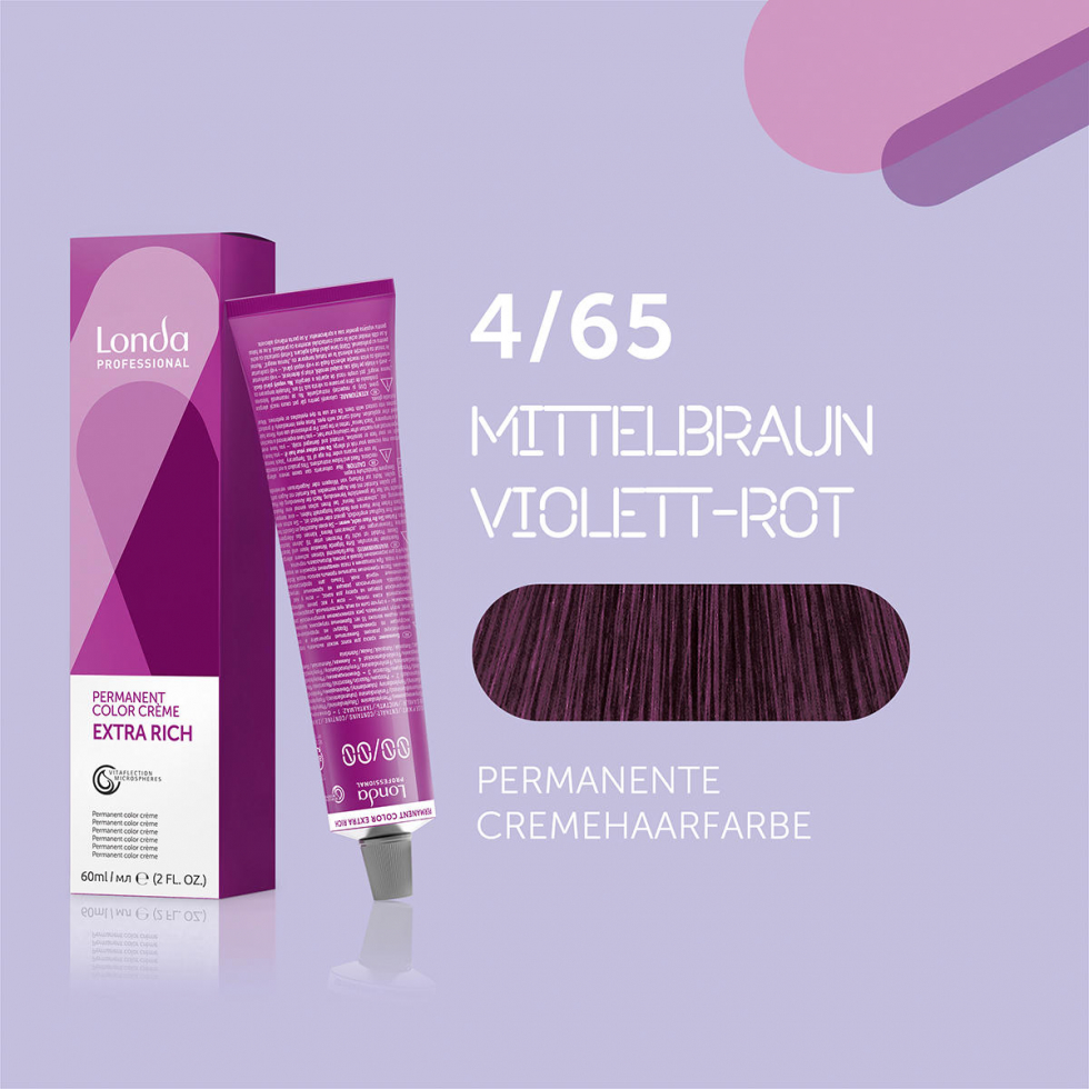 Londa Permanente Cremehaarfarbe Extra Rich 4/65 Mittelbraun Violett Rot, Tube 60 ml - 1