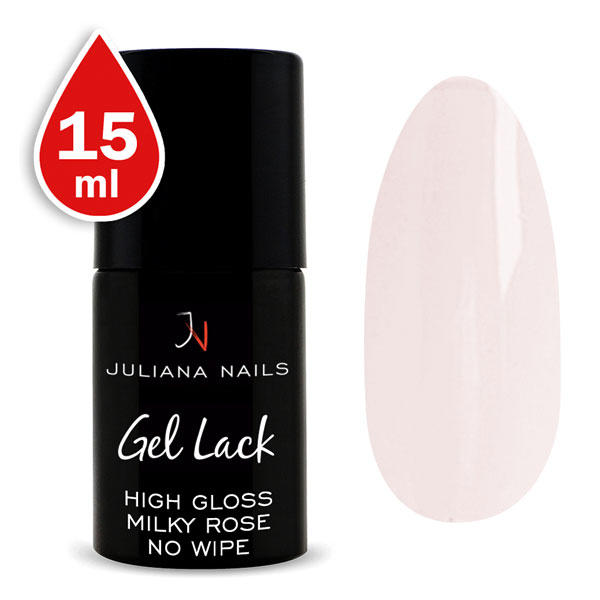 Juliana Nails Gel Lack High Gloss Finish No Wipe Milky Rose 15 ml - 1