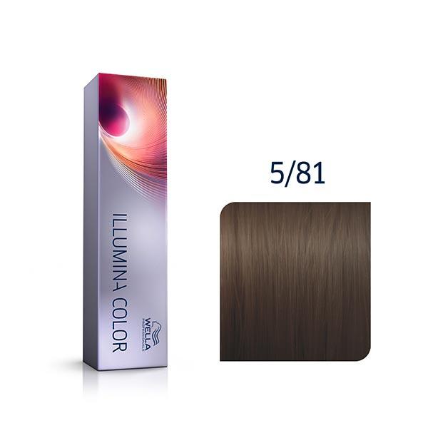 Wella Illumina Color Permanent Color Creme 5/81 Tubo di cenere di perla marrone chiaro 60 ml - 2