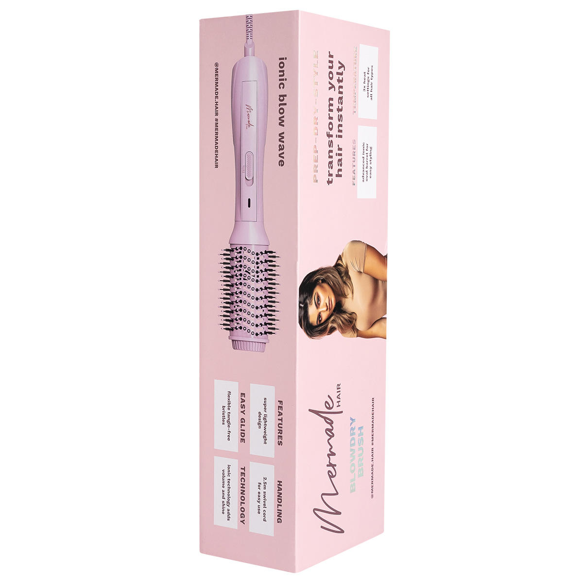 Mermade Hair Blow Dry Brush Pink Brosse à air chaud  - 2