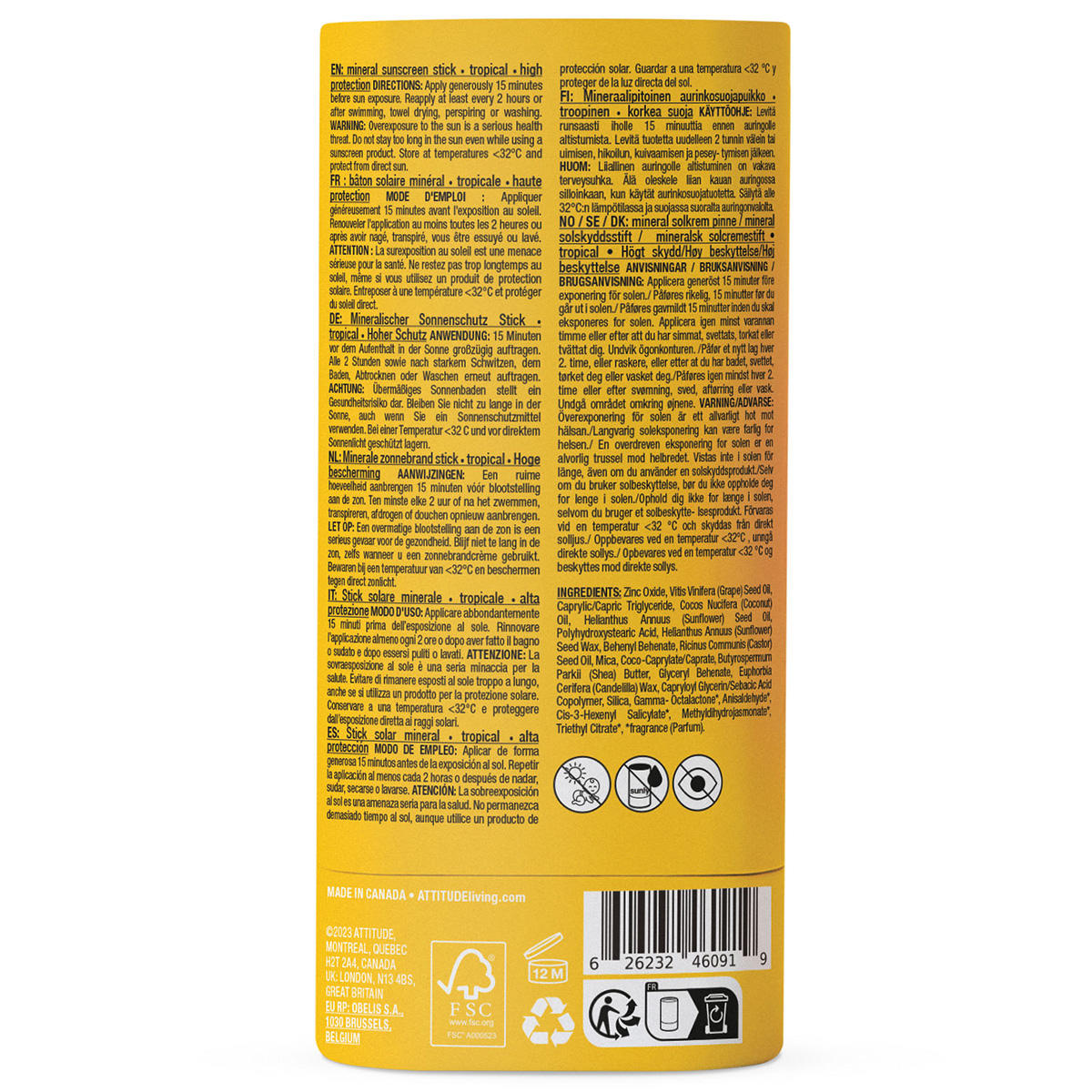 Attitude Sunly Sunscreen Stick Tropical SPF 30 60 g - 2