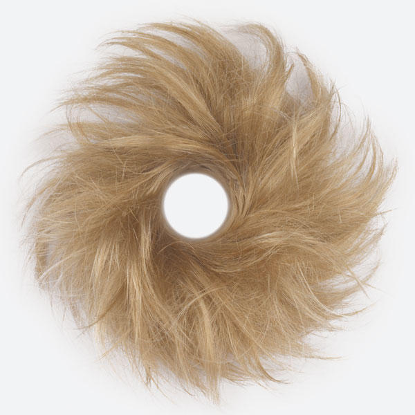 JJstar Haarteil „Messy Bun“ – Lockig, Gewellt – Aus Hitzebeständiger Kunstfaser – Verstellbar, Dunkelbraun/gold