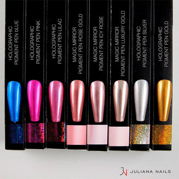 Juliana Nails Holographic Pigment Pen Rose - 3