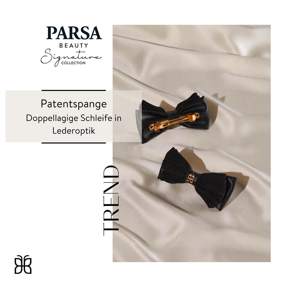 PARSA Beauty Patentspange mit Schleife Schwarz  - 4