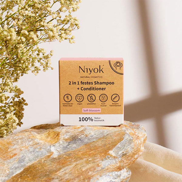 Niyok 2 in 1 festes Shampoo + Conditioner - Soft blossom 80 g - 5