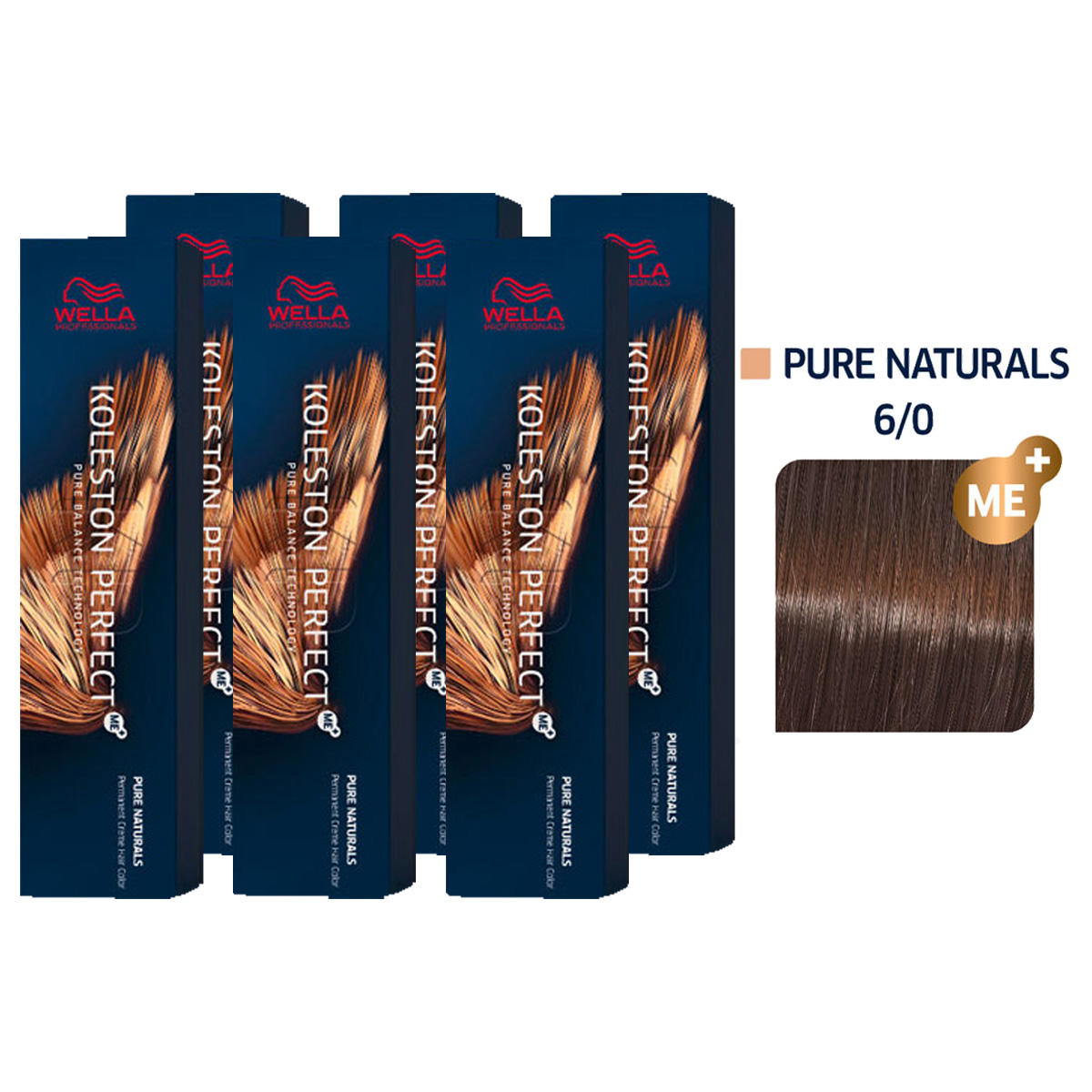 Wella Koleston Perfect ME+ Pure Naturals 6er Set 6/0 Dunkelblond 6 x 60 ml