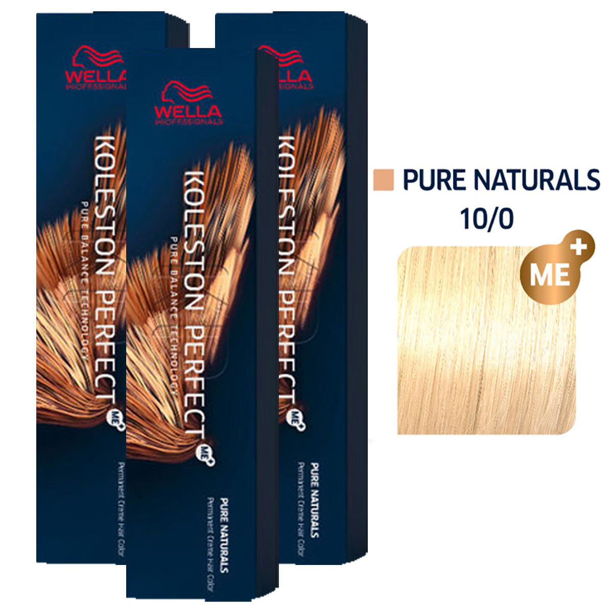 Wella Koleston Perfect ME+ Pure Naturals 3er Set 10/0 Hell Lichtblond 3 x 60 ml