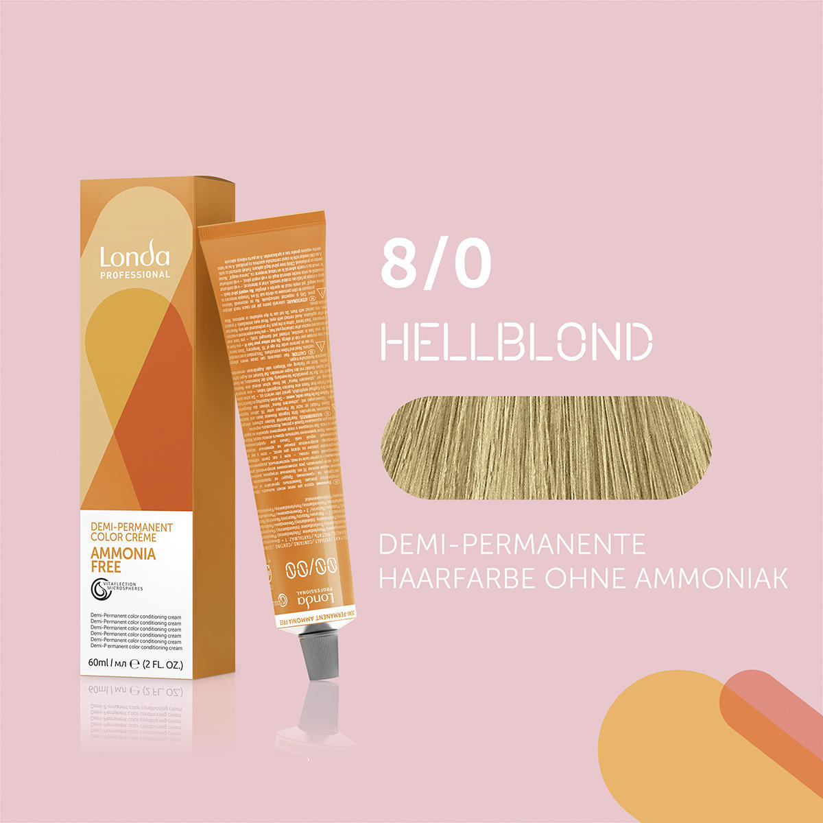 Londa Demi-permanente Cremehaarfarbe ohne Ammoniak 8/0 Hellblond, Tube 60 ml