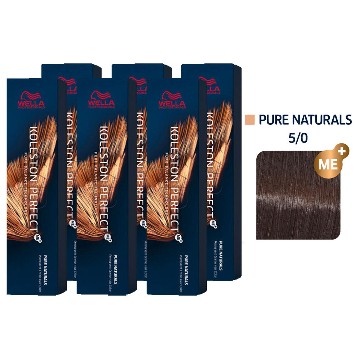 Wella Koleston Perfect ME+ Pure Naturals 6er Set 5/0 Hellbraun 6 x 60 ml