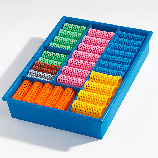 Efalock Boîtes d’assortiment Couleur bleue avec 60 rouleaux
