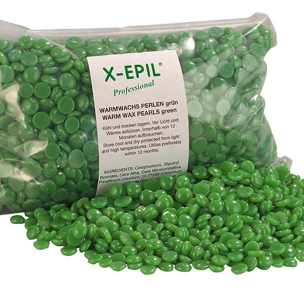 X-Epil Perlas de cera caliente Verde, bolsa de 500 g, 500 g