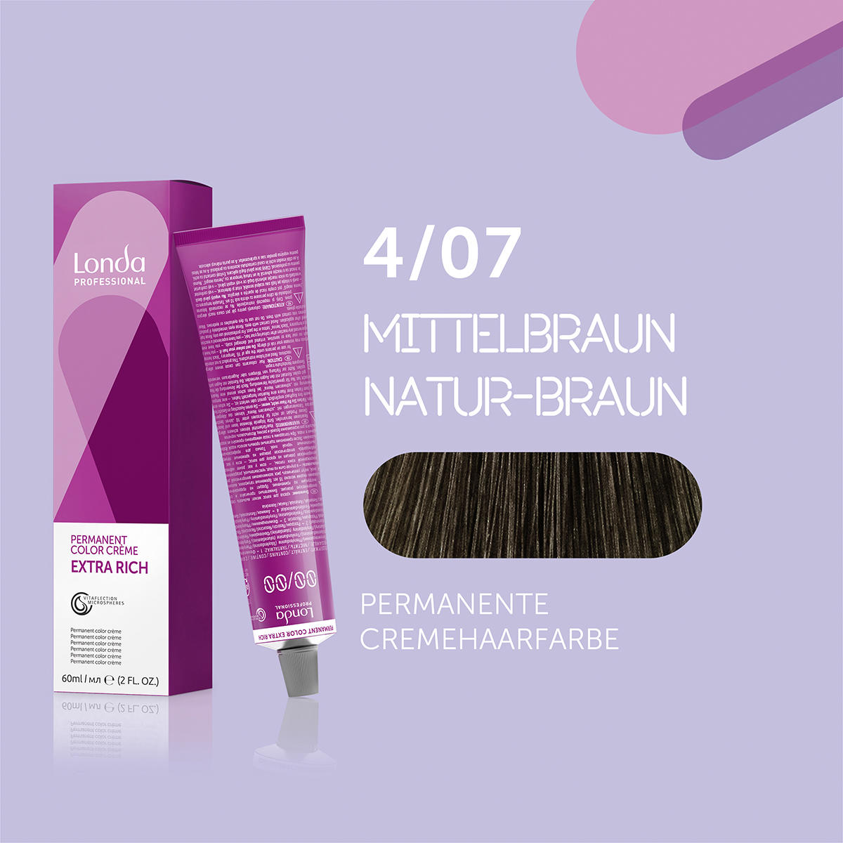 Londa Permanente Cremehaarfarbe Extra Rich 4/07 Mittelbraun Natur Braun, Tube 60 ml