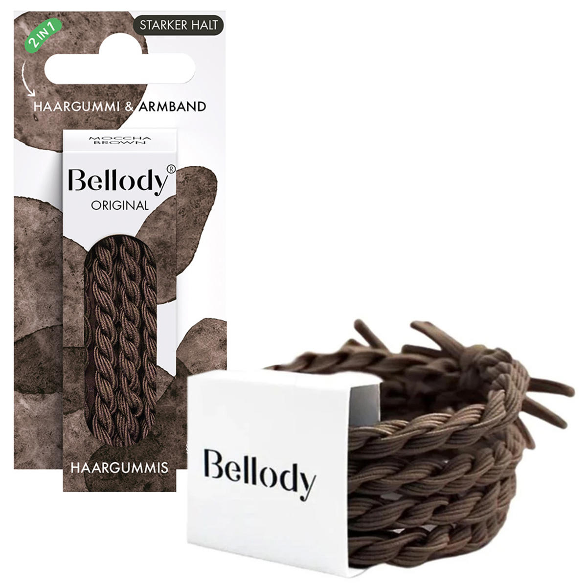 Bellody Original Hair Ties Mocha Brown 4 pcs