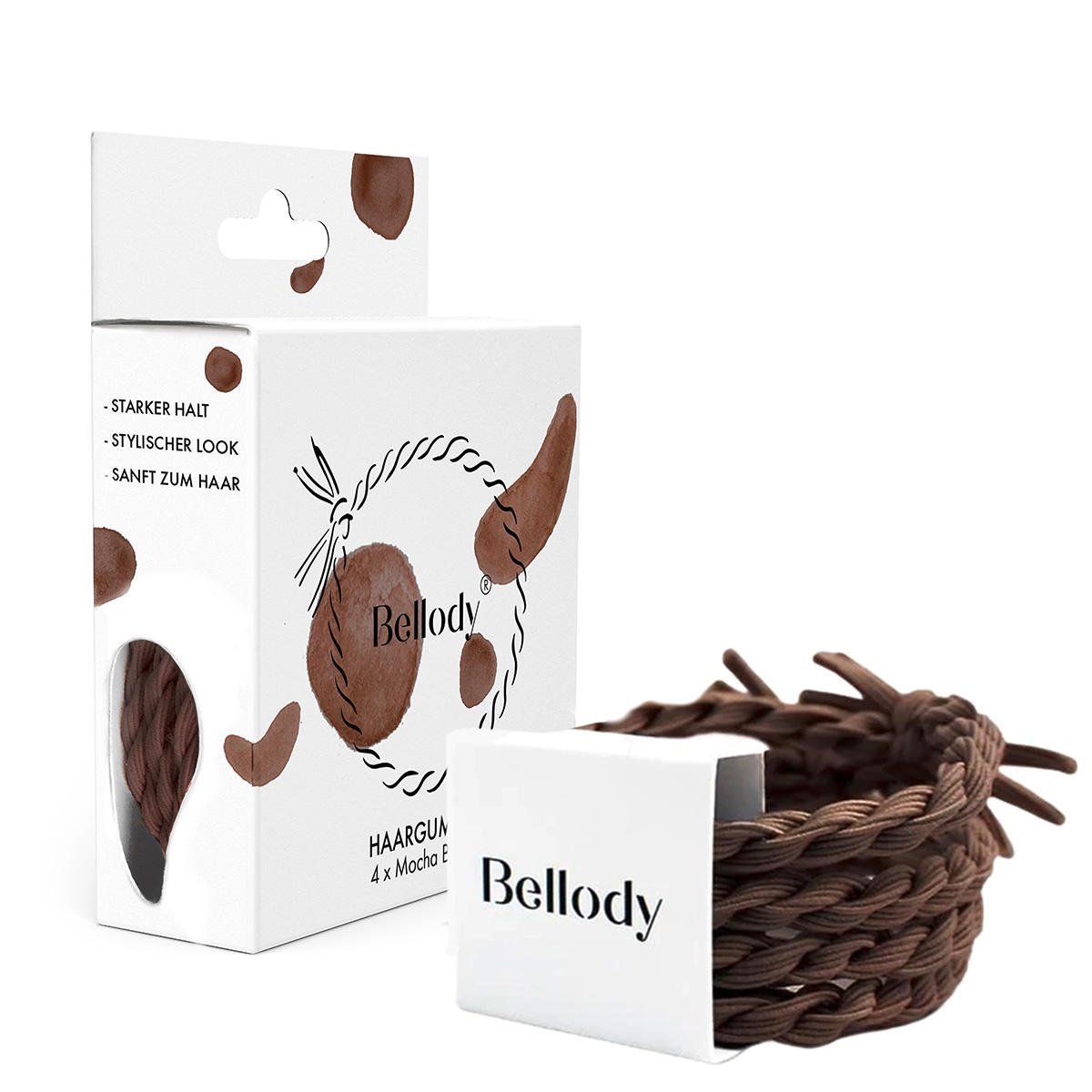 Bellody Original hair ties Mocha Brown 4 pieces