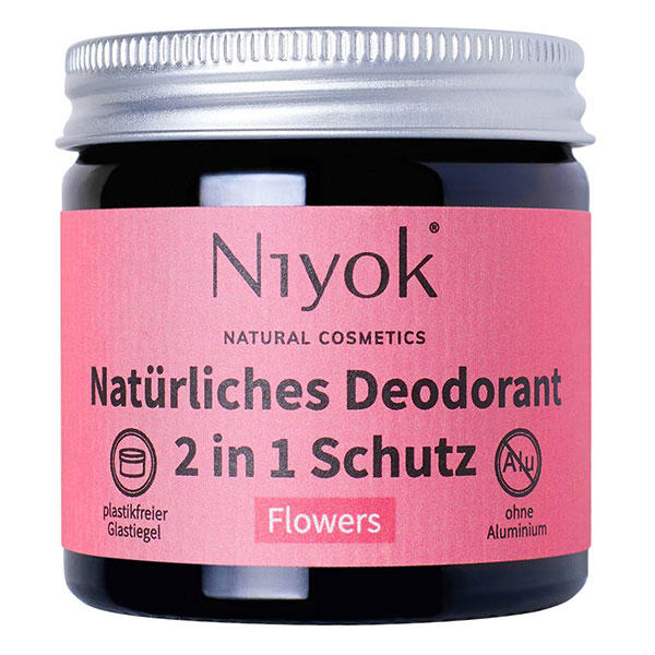 Niyok Crème déodorante anti-transpirante 2 en 1 - Fleurs 40 ml