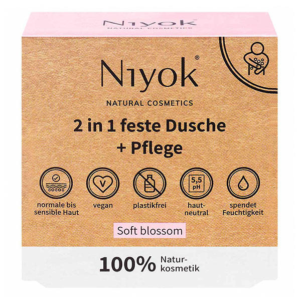 Niyok 2 in 1 feste Dusche + Pflege - Soft blossom 80 g