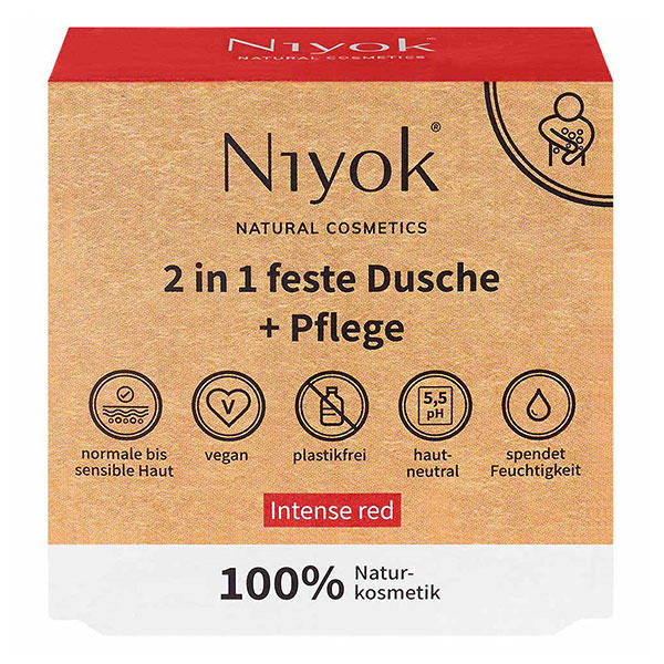 Niyok 2 en 1 solide douche + soin - Rouge intense 80 g