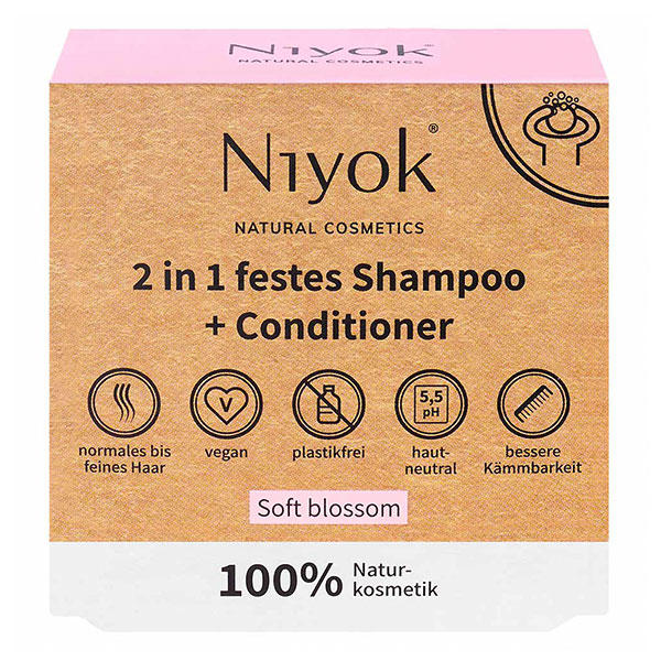 Niyok 2 in 1 shampoo solido + balsamo - Soft blossom 80 g