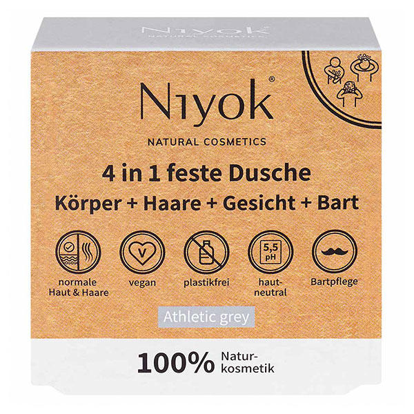 Niyok Douche fixe 4 en 1 - Gris athlétique 80 g