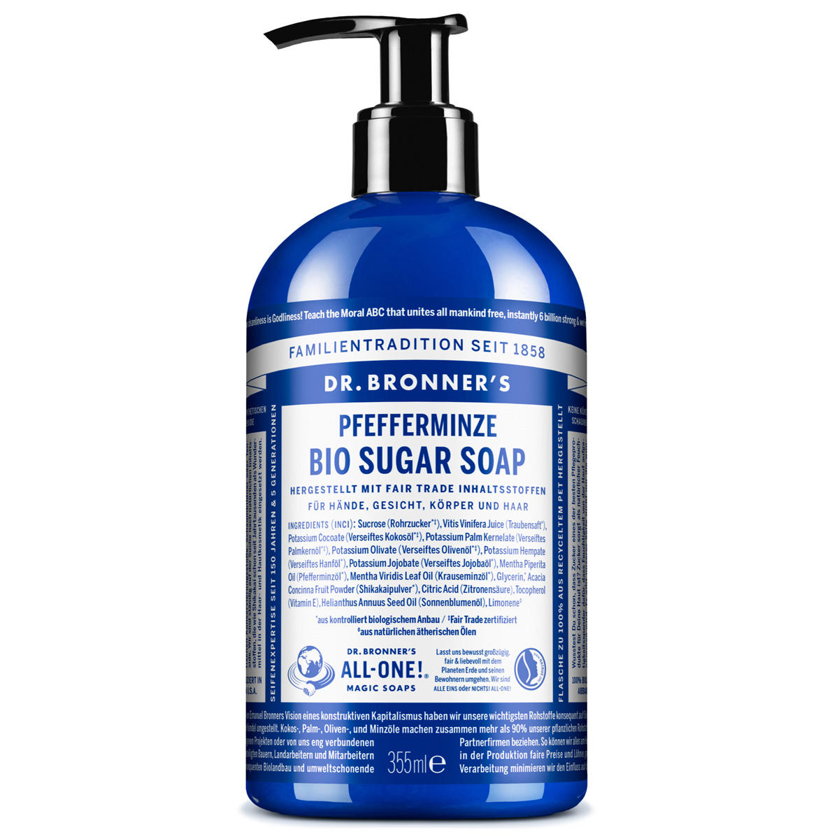 DR. BRONNER'S BIO SUGAR SOAP Menthe poivrée 355 ml