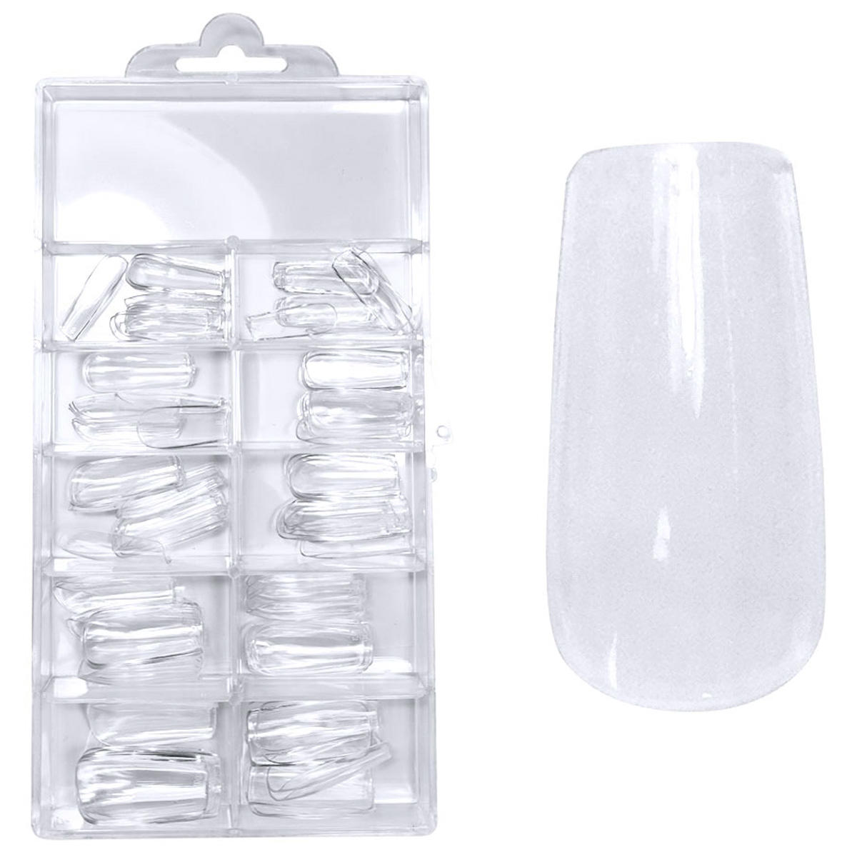 Juliana Nails Press-On Fullcover Tips clear Bara media, 100 pezzi