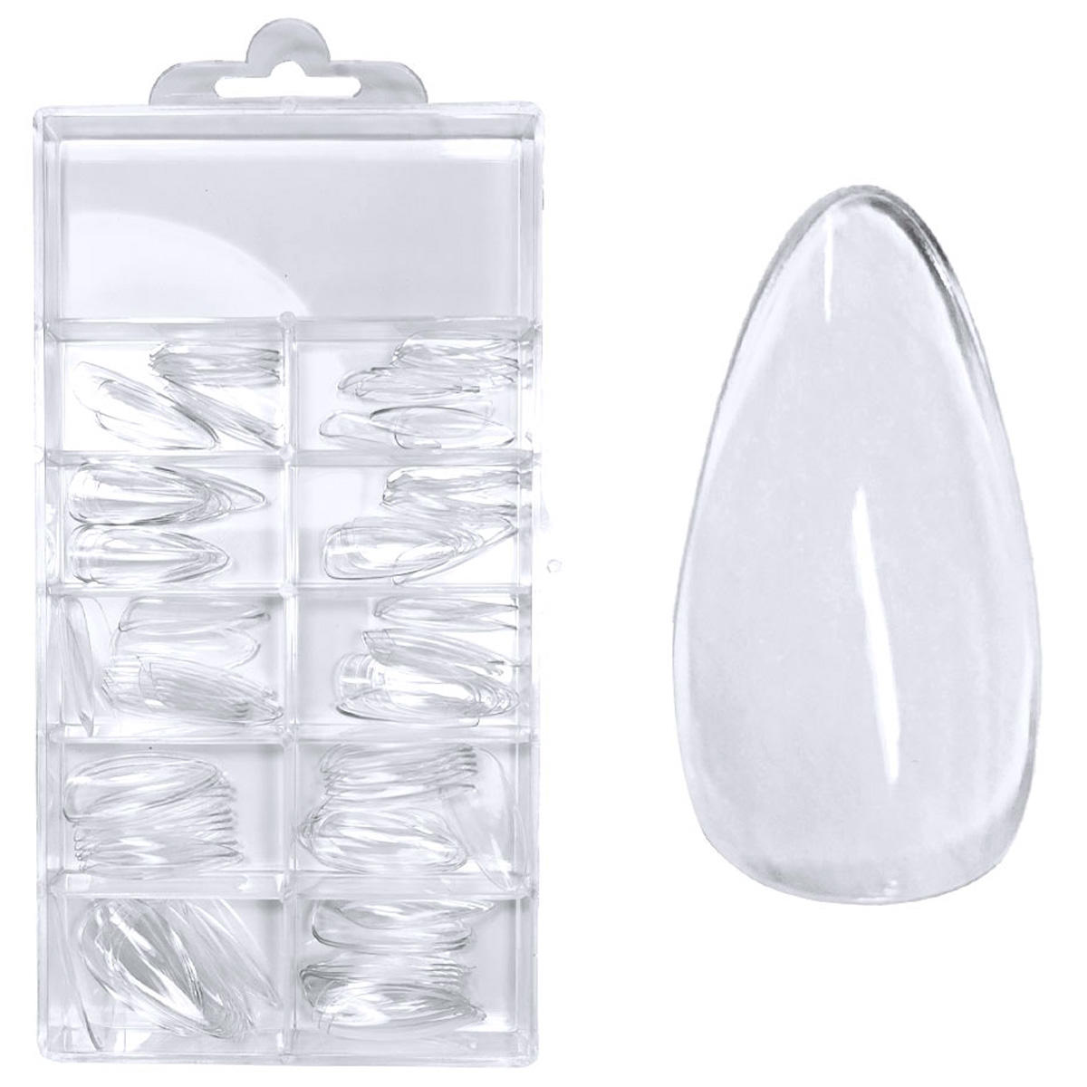 Juliana Nails Press-On Fullcover Tips clear Mandorla media, 100 pezzi