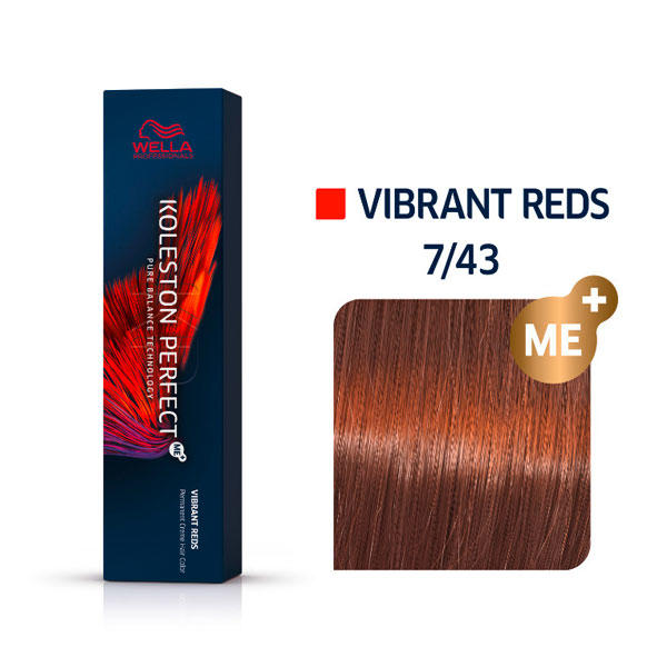 Wella Koleston Perfect Vibrant Reds 7/43 Rubio Medio Rojo Oro, 60 ml