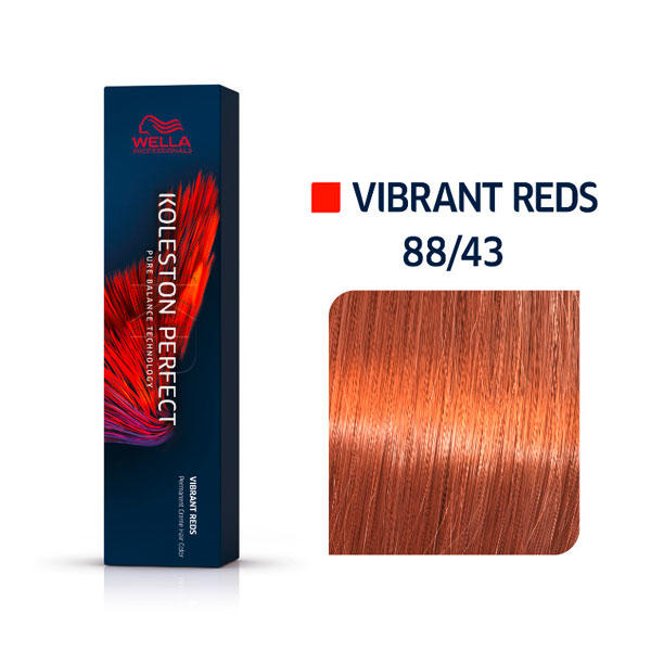 Wella Koleston Perfect Vibrant Reds 88/43 Rubio Claro Oro Rojo Intenso, 60 ml