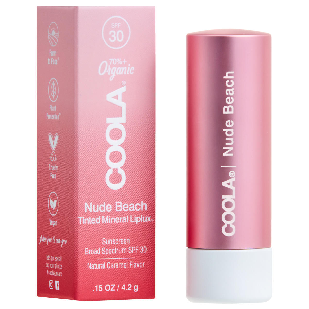 Coola Sheer Mineral Liplux Lip Balm SPF 30 Nude Beach, 4,2 g