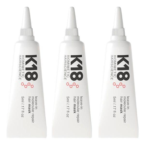 K18 Biomimetic Hairscience Leave-In Molecular Repair Hair Mask Set 3 x 5 ml