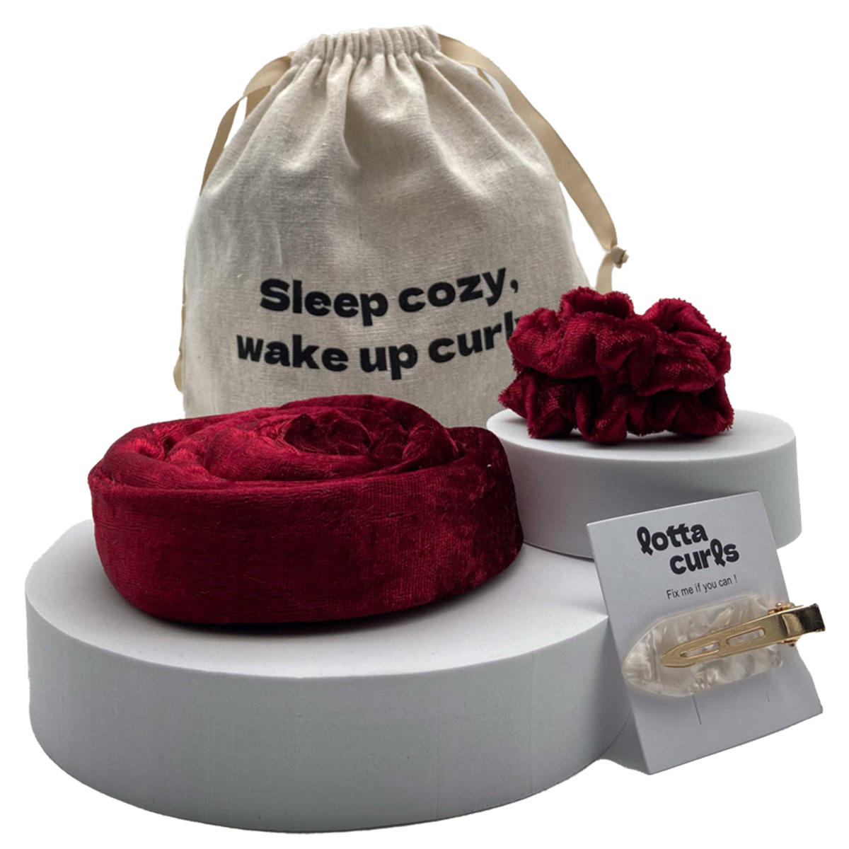 lotta curls Lockenband Set Bordeaux Red