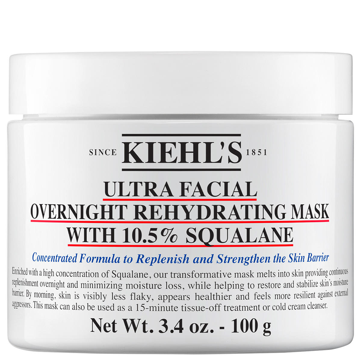 Kiehl's Ultra Facial Overnight Rehydrating Mask with 10,5% Squalane 100 ml