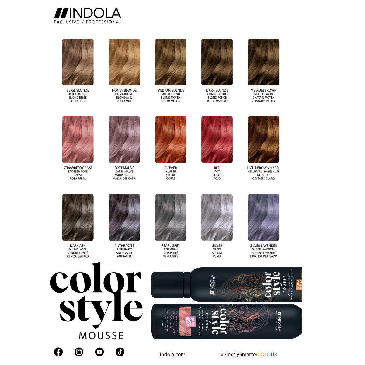 Indola Color Style Mousse kleurenkaart