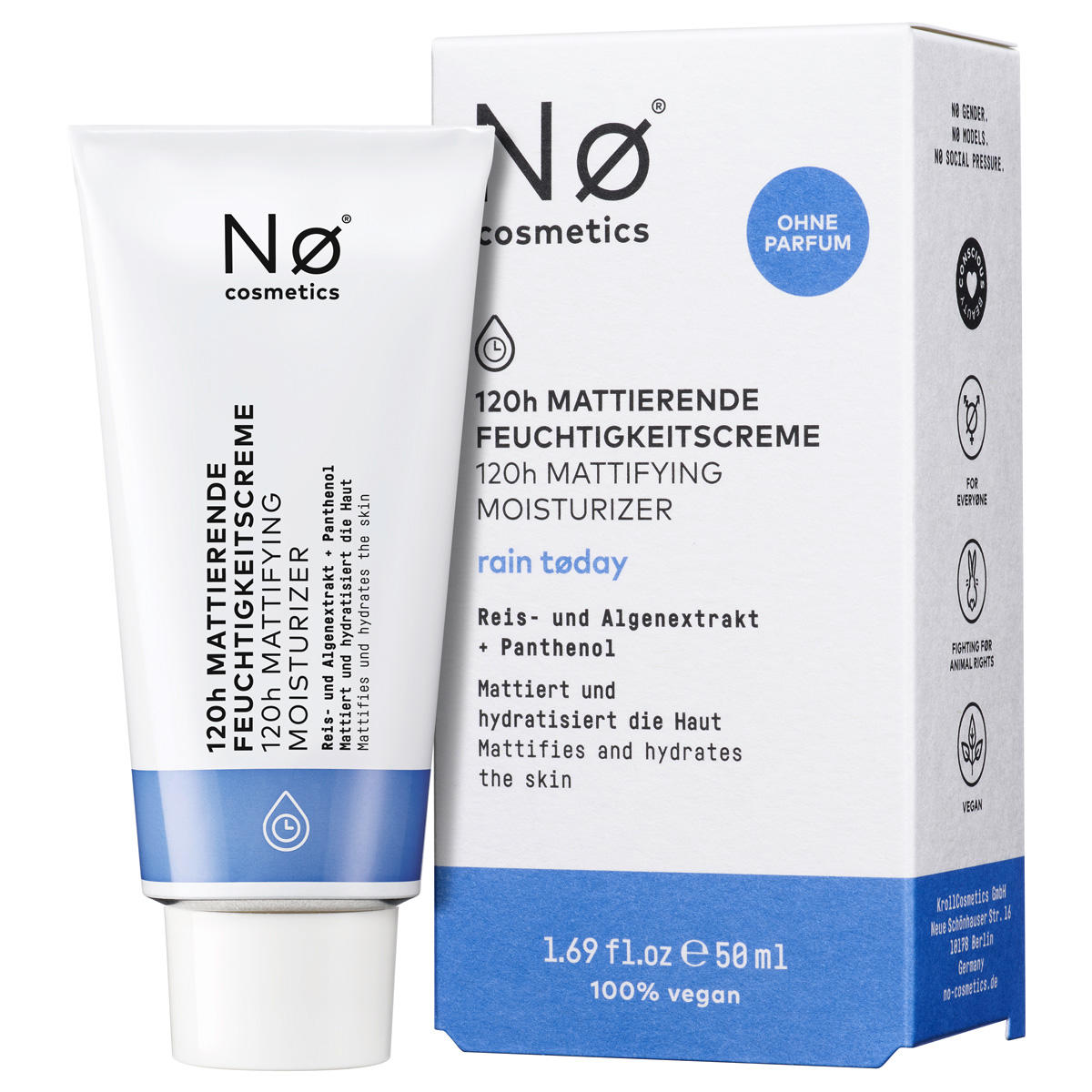 Nø Cosmetics rain tøday 120h matterende moisturiser 50 ml