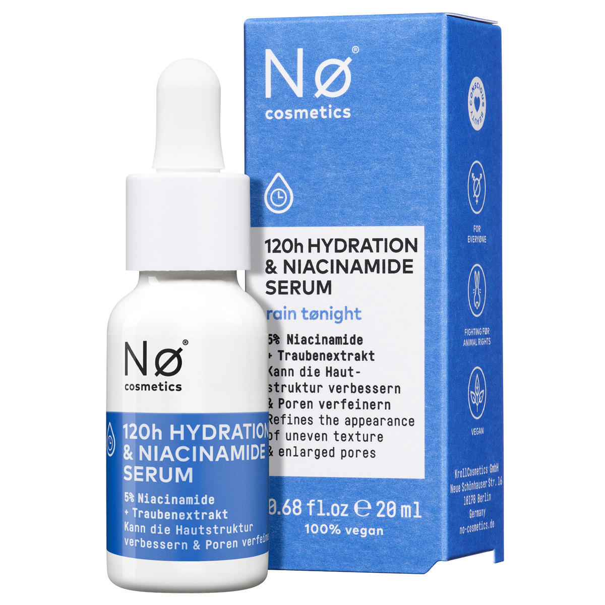 Nø Cosmetics rain tønight 120h Hydration & Niacinamide Serum 20 ml