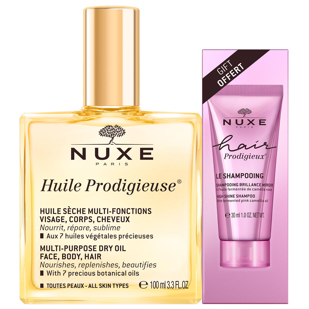 NUXE Huile Prodigieuse Drogende olie + shampoo set