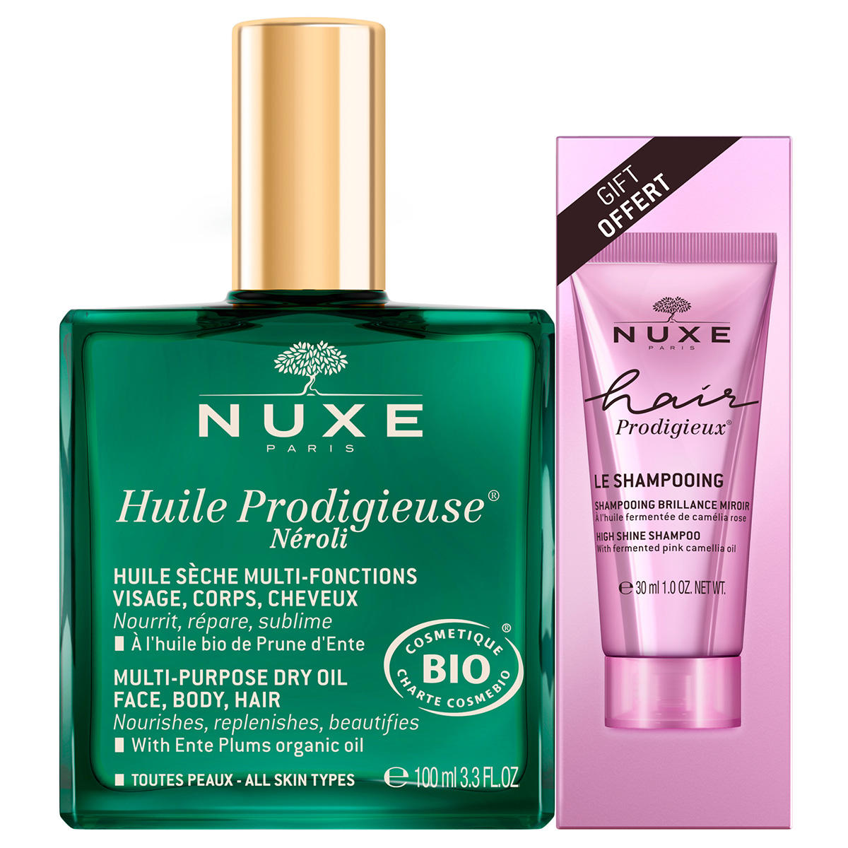 NUXE Huile Prodigieuse Set huile sèche néroli + shampooing