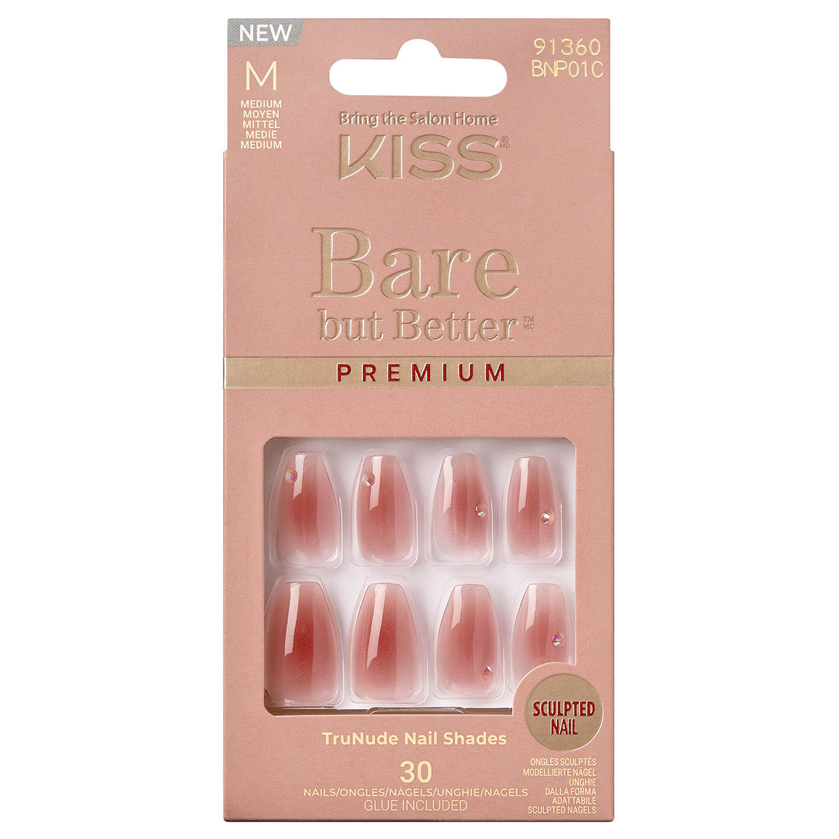 KISS Bare-But-Better Prem Nails Shine Pink