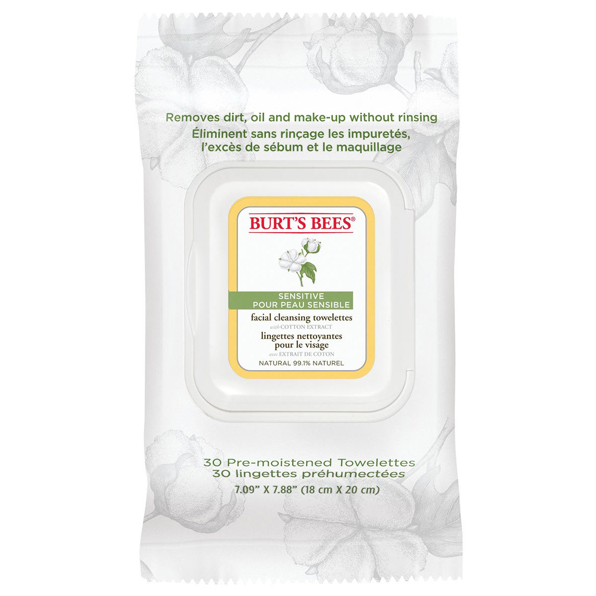 Burt ́s Bees Salviettine detergenti per il viso sensibile 30 Stück