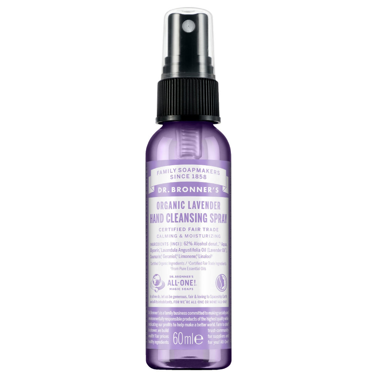 DR. BRONNER'S Spray nettoyant pour les mains à la lavande bio 60 ml