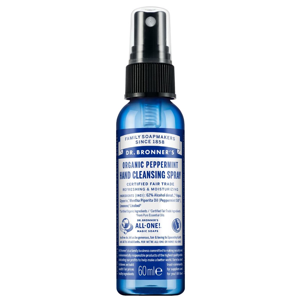 DR. BRONNER'S Organic Peppermint Hand Cleansing Spray 60 ml