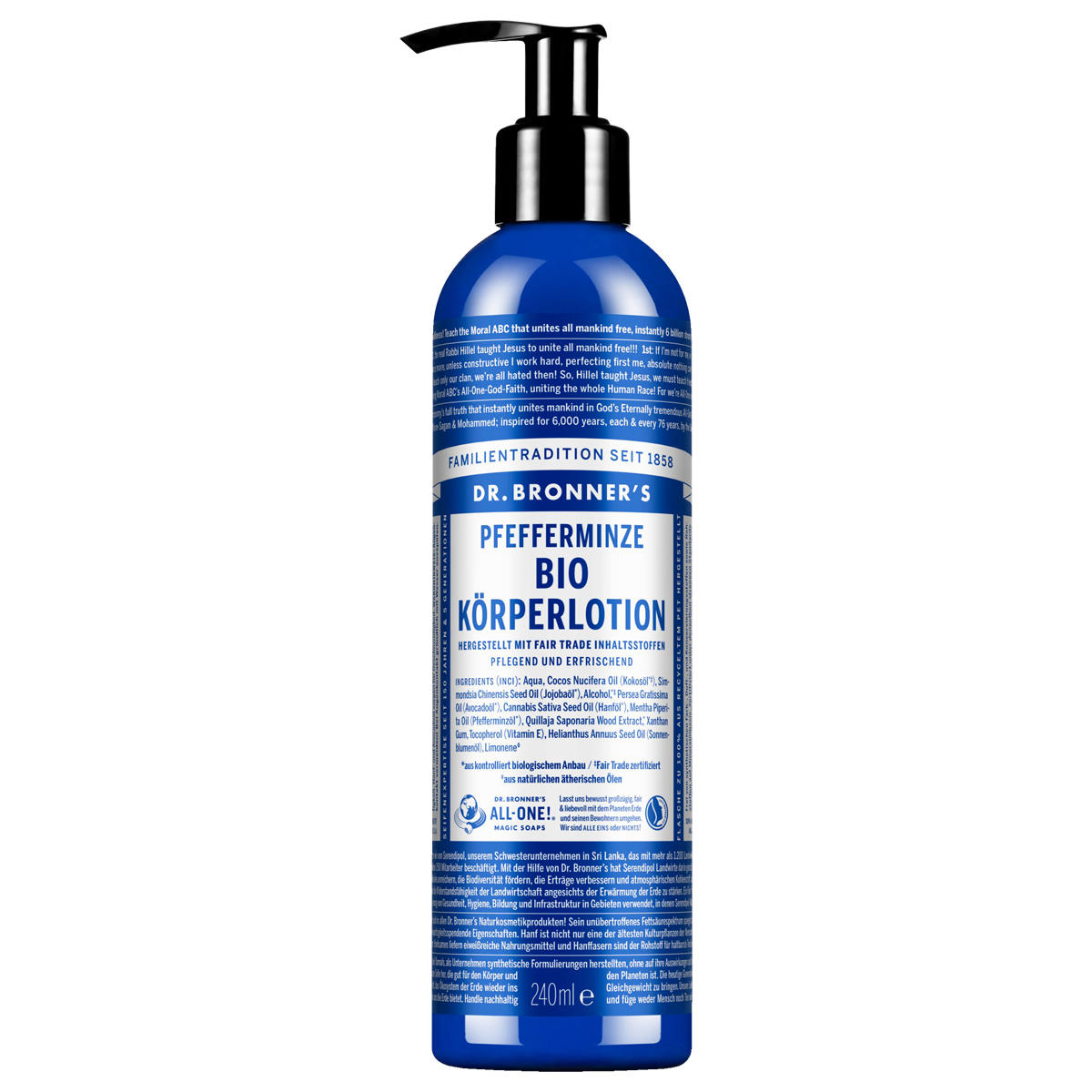 DR. BRONNER'S Lotion corporelle bio à la menthe poivrée 240 ml
