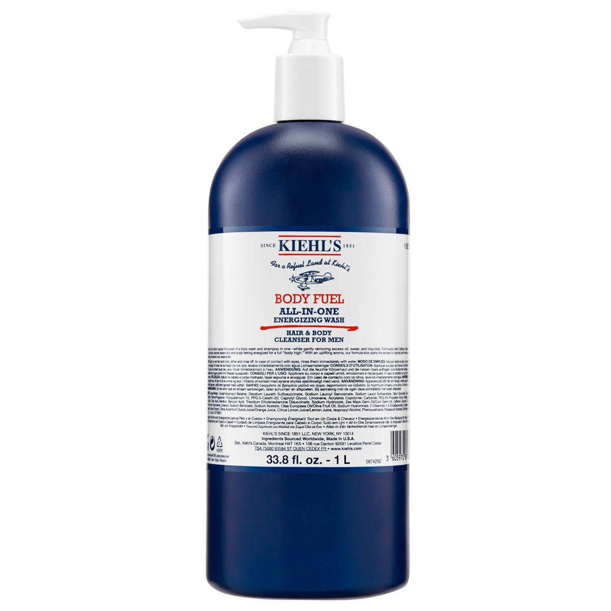 Kiehl's Body Fuel All-In-One Energizing Wash 1 Liter