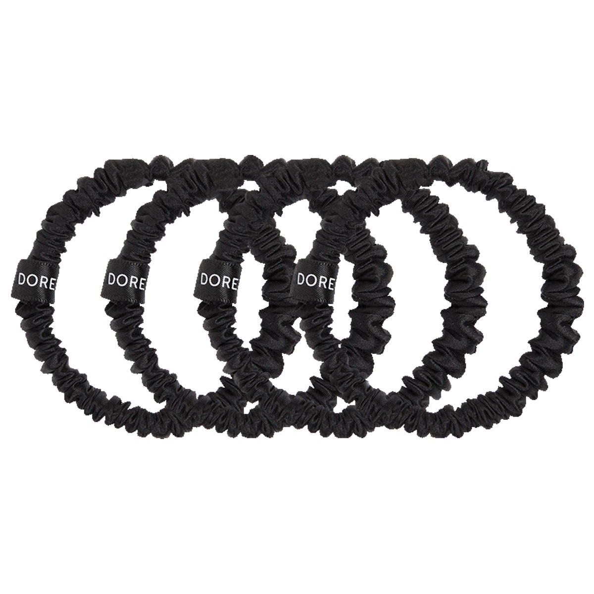 Dore & Rose Silk Scrunchie Set 4 Stück 1 cm Black