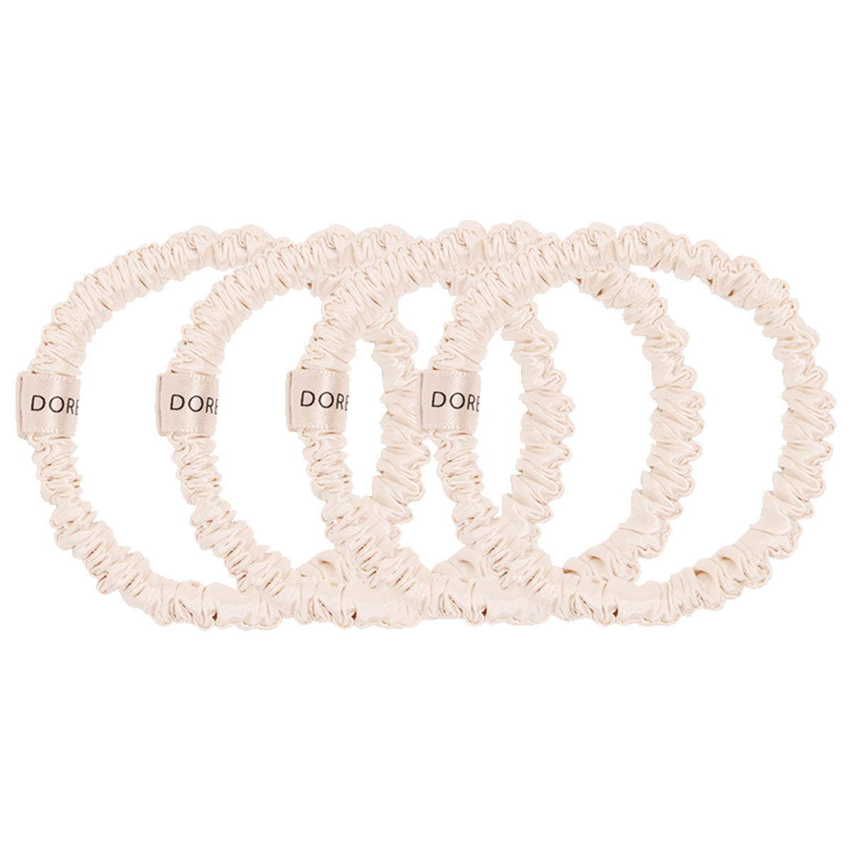 Dore & Rose Silk Scrunchie Set 4 Stück 1 cm Champagne
