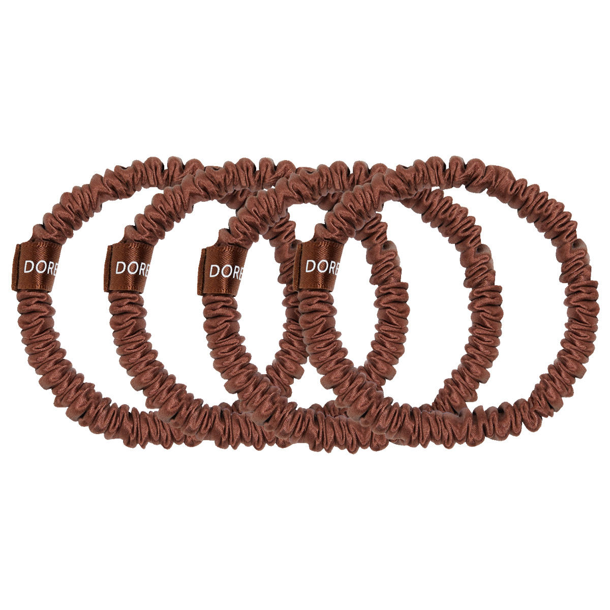 Dore & Rose Silk Scrunchie Set 4 Stück 1 cm Brown