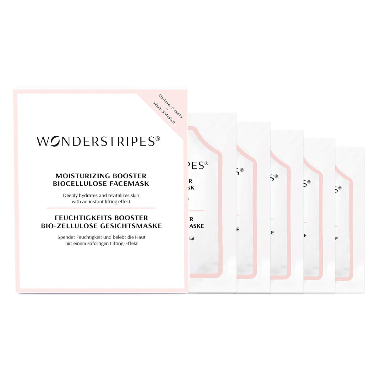 Wonderstripes Hyaluron Booster organisch cellulose gezichtsmasker 5 Stück